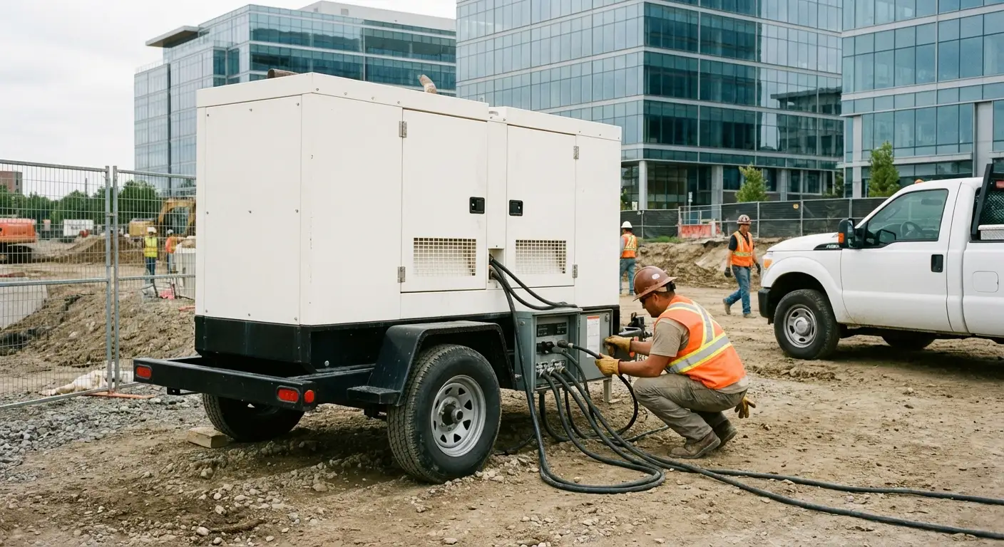 Commercial generator rental equipment at a construction site in Walnut Creek